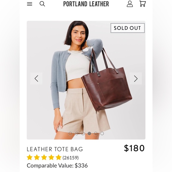 NWOT Portland Leather Brown Tote (Large Size) - Picture 3 of 12